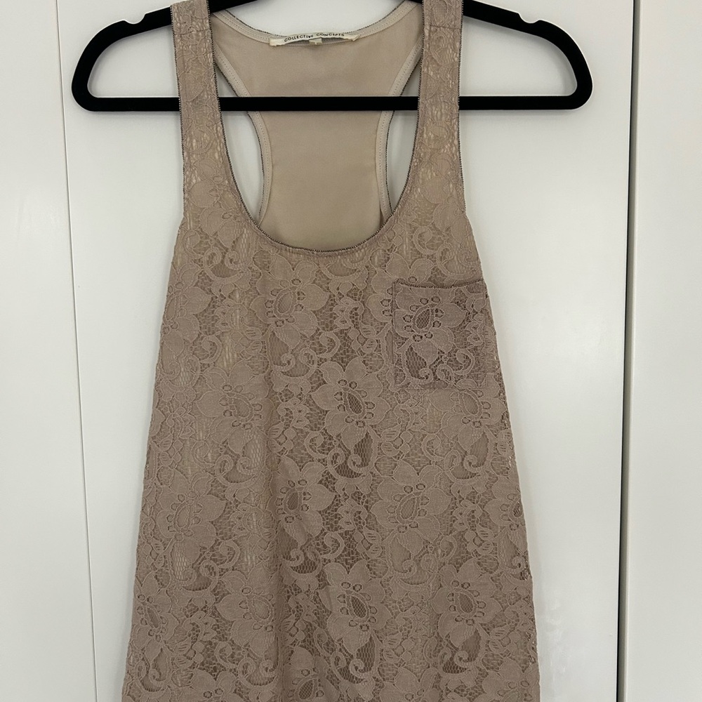 Lace Tank Top in Beige